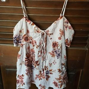 American Eagle floral tank top with cutouts